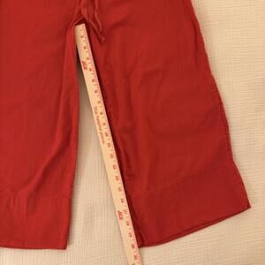 Free People Women's Red Linen Wide Leg Cropped Pants Small